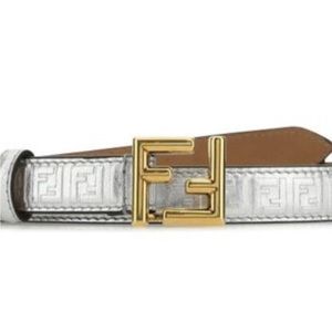 Fendi FF monogram silver and gold belt